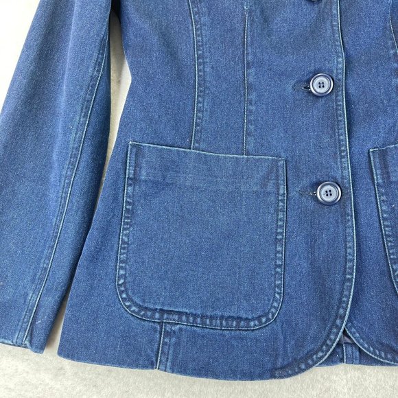 NWOT Vintage LIZ CLAIBORNE Lizwear Women 2 Petite Blue Denim Lined Jacket Blazer - Picture 3 of 13